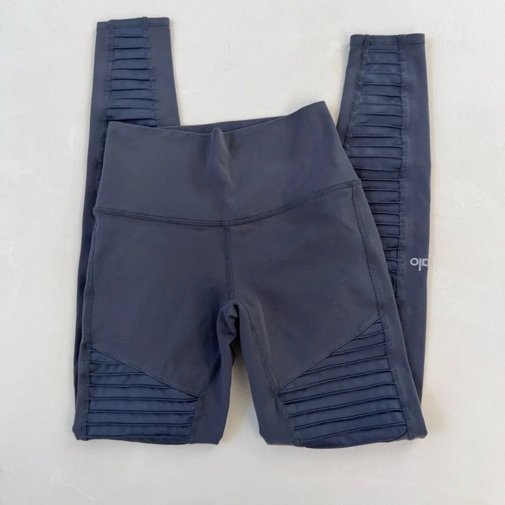 Alo Gray High Rise Moto Leggings Small